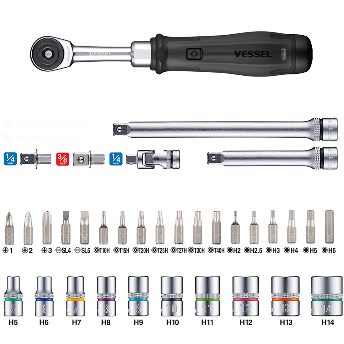 Vessel e-assist Ratchet Set 33pcs