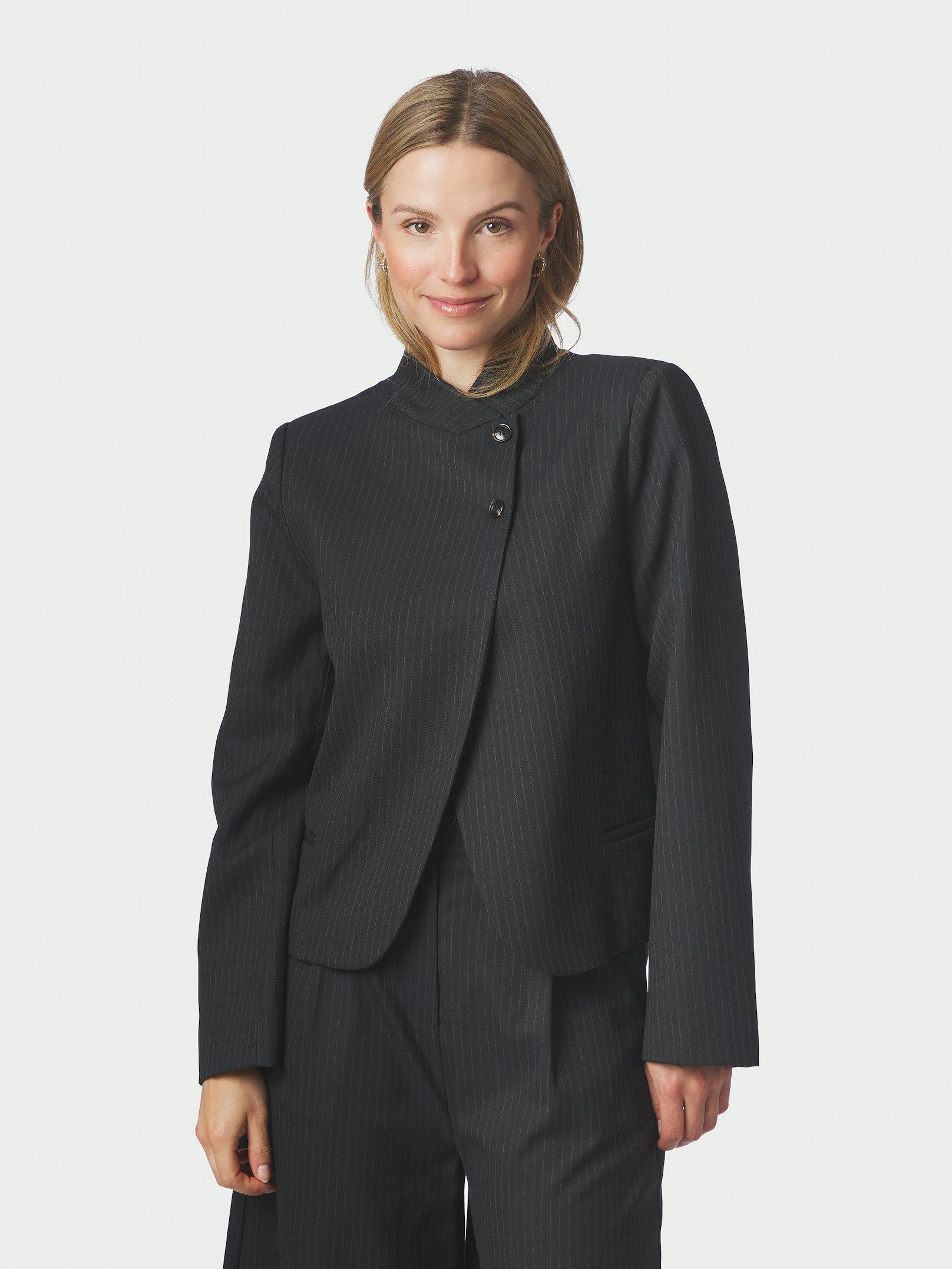 Tiria Slim Pinstripe Blazer Dark Navy - 3