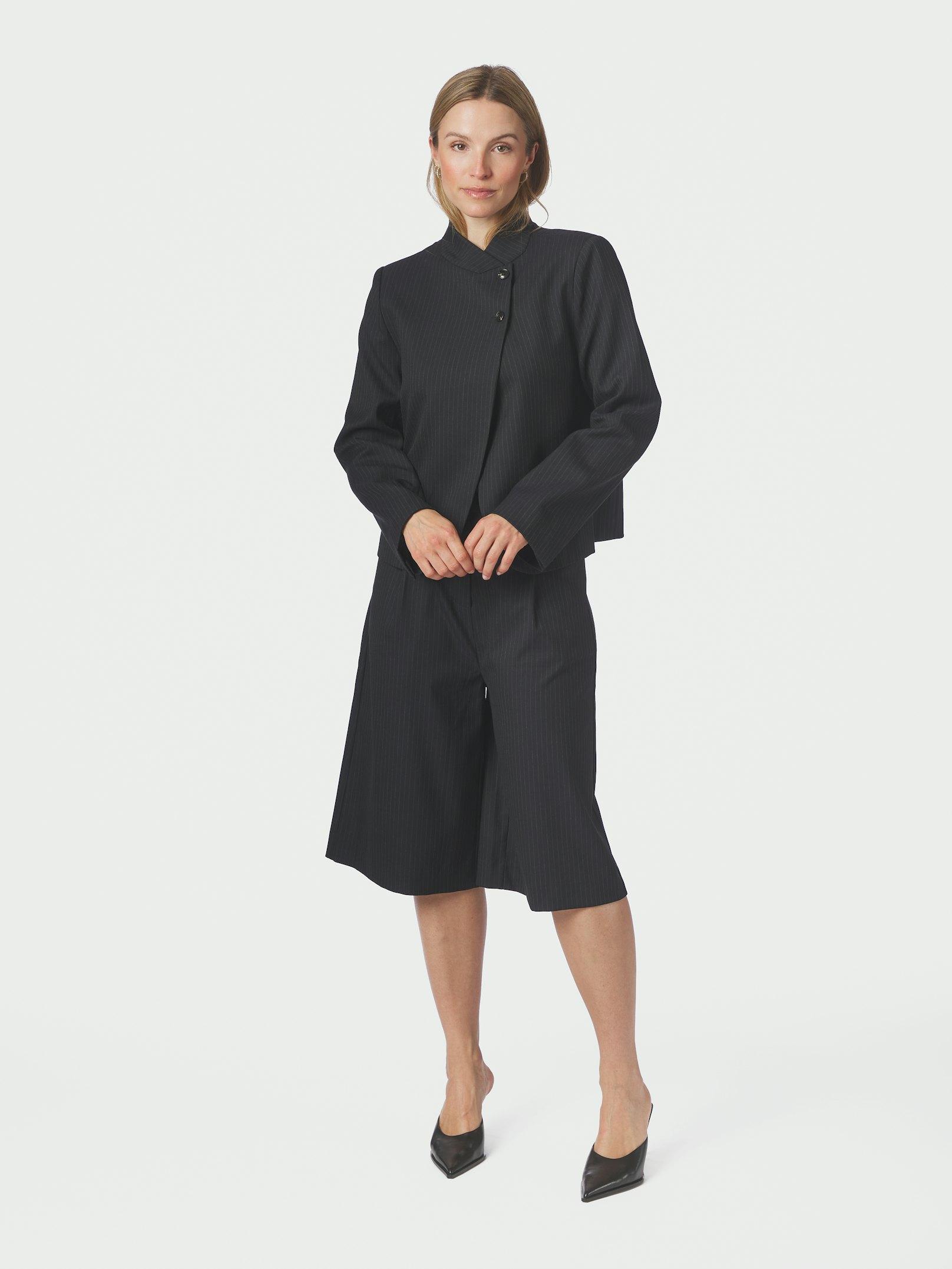 Tiria Slim Pinstripe Blazer Dark Navy - 5