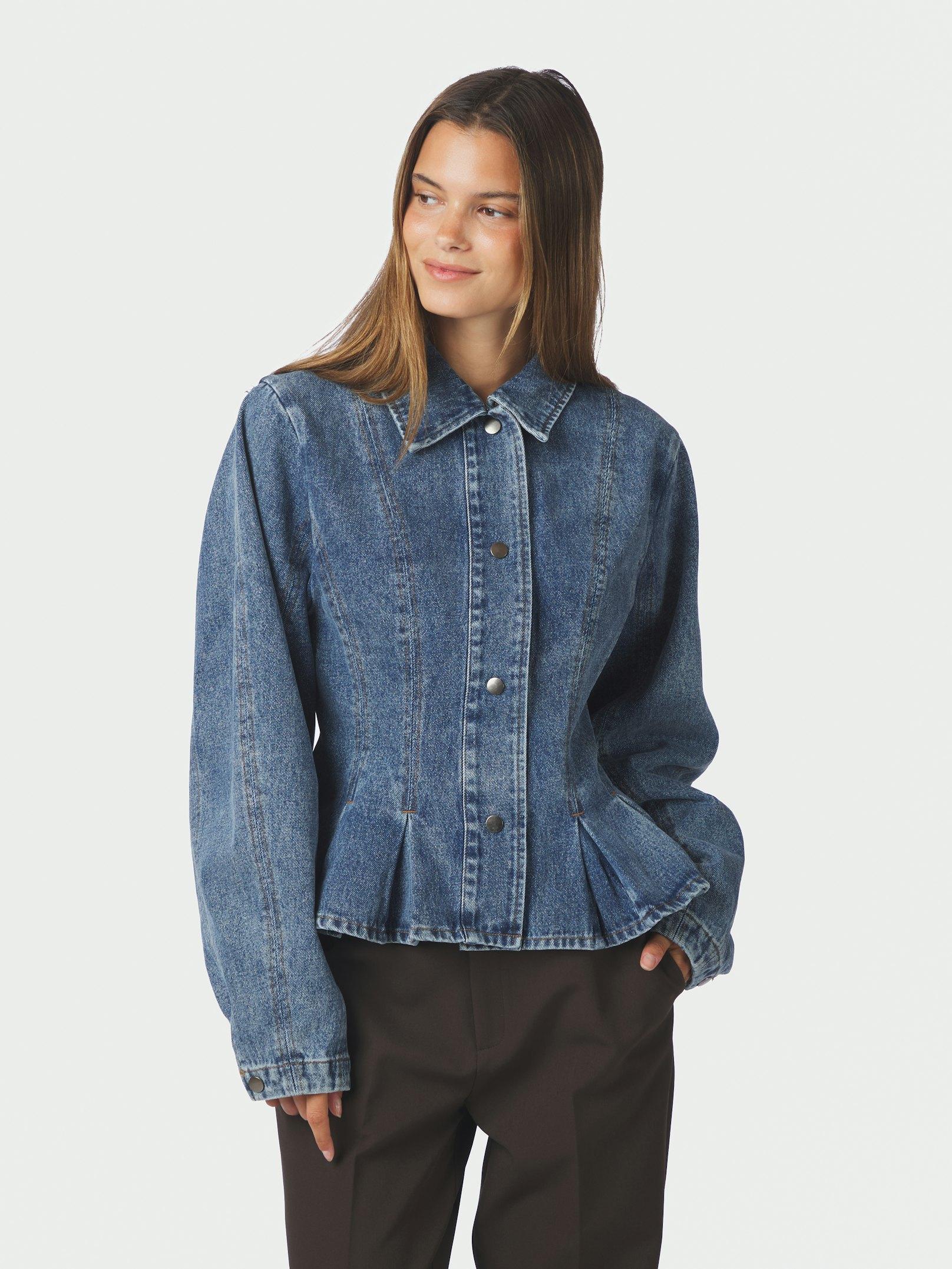 Rivora Denim Peplum Jacket Blue - 3