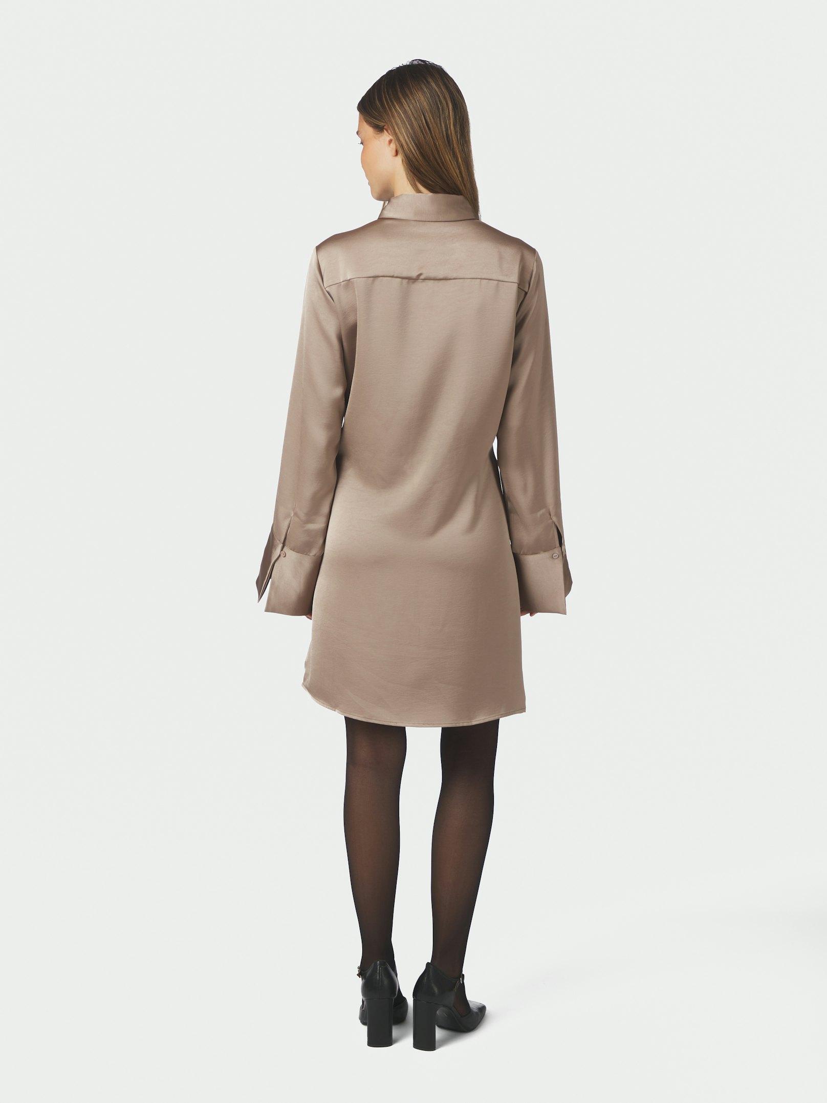 Biria Heavy Sateen Dress Dark Taupe - 4