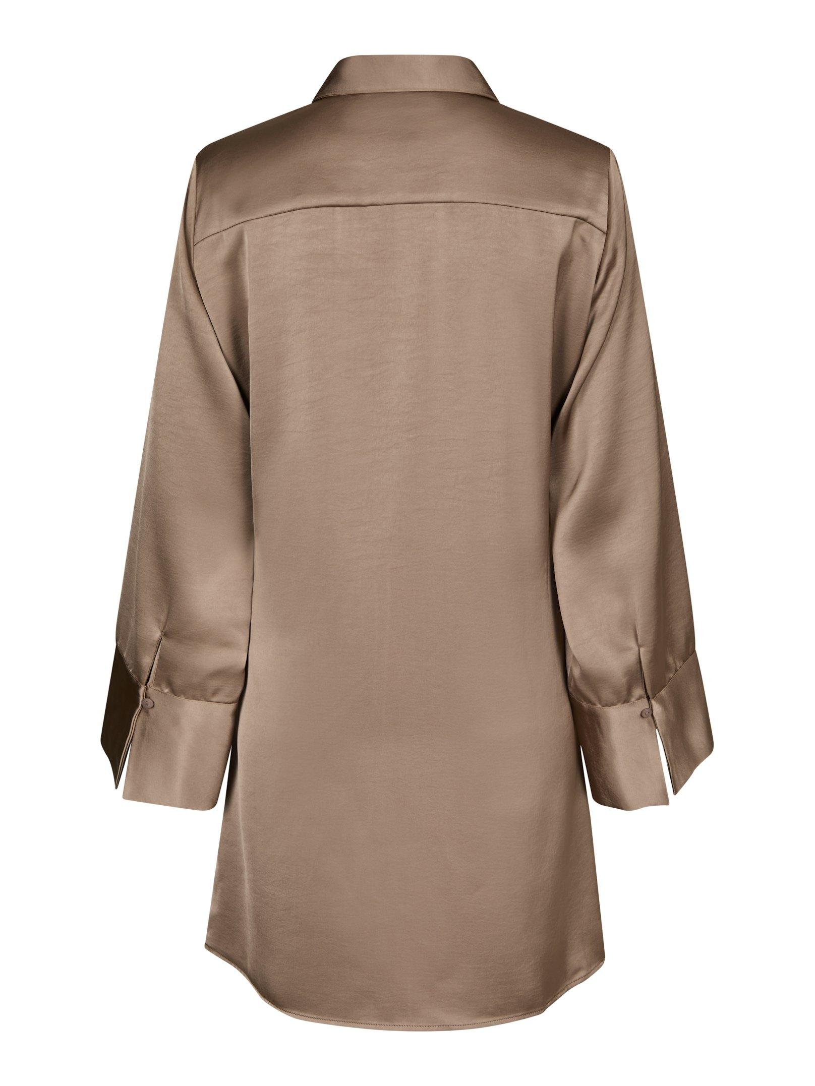 Biria Heavy Sateen Dress Dark Taupe - 2