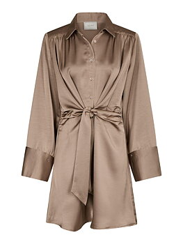 Biria Heavy Sateen Dress Dark Taupe