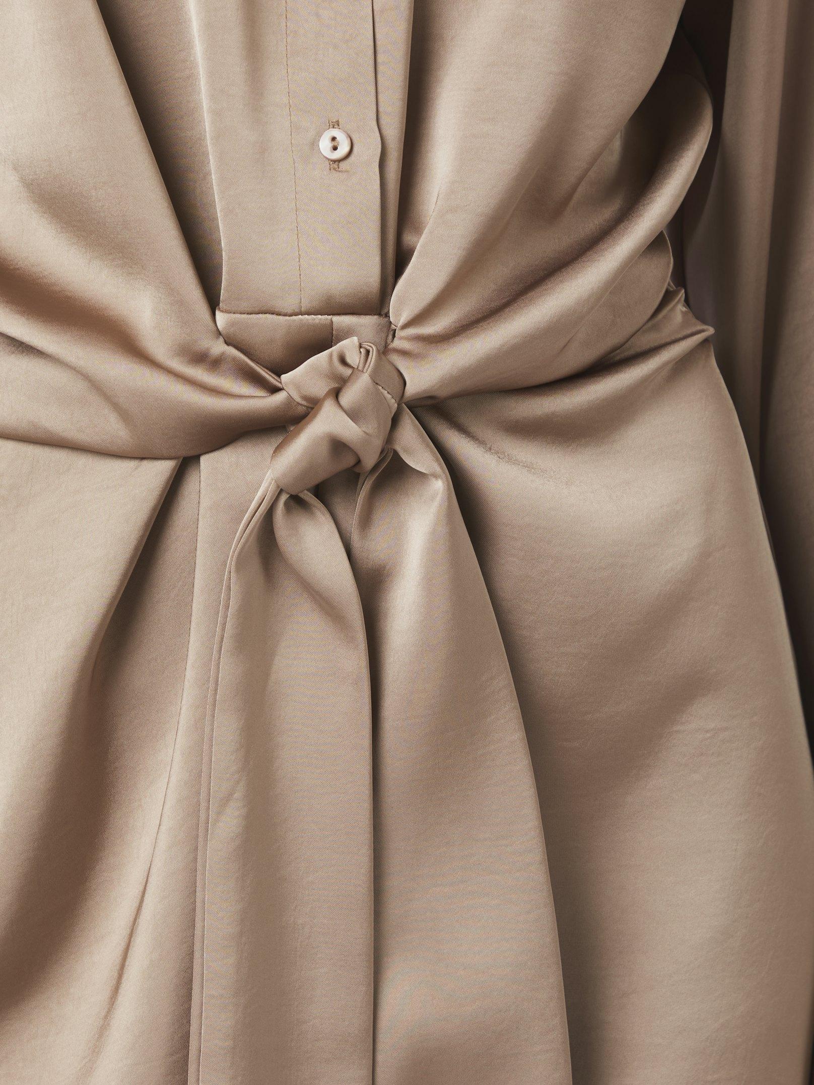 Biria Heavy Sateen Dress Dark Taupe - 5