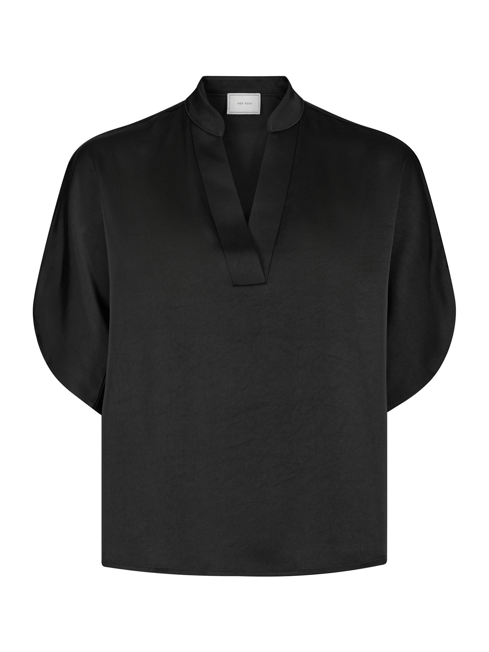 Anelle Heavy Sateen Blouse Black