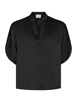 Anelle Heavy Sateen Blouse Black