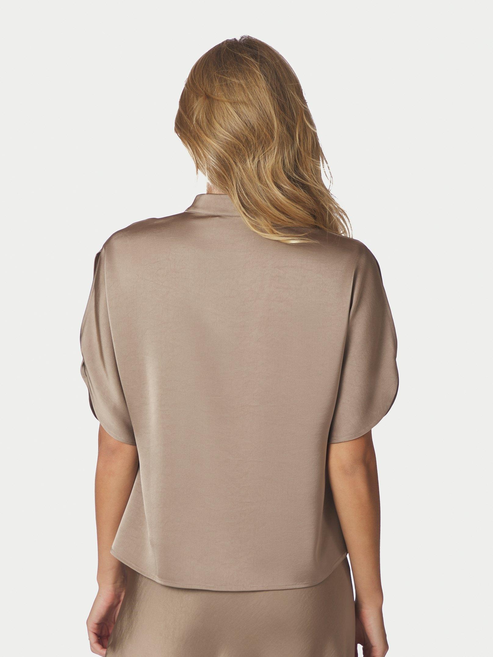 Anelle Heavy Sateen Blouse Dark Taupe - 4