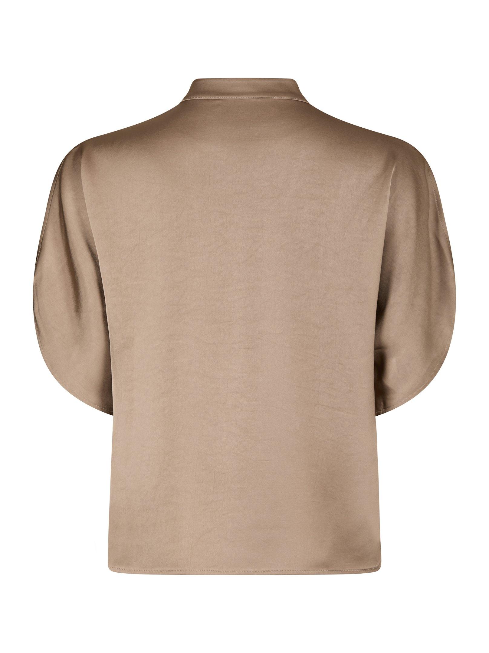 Anelle Heavy Sateen Blouse Dark Taupe - 2