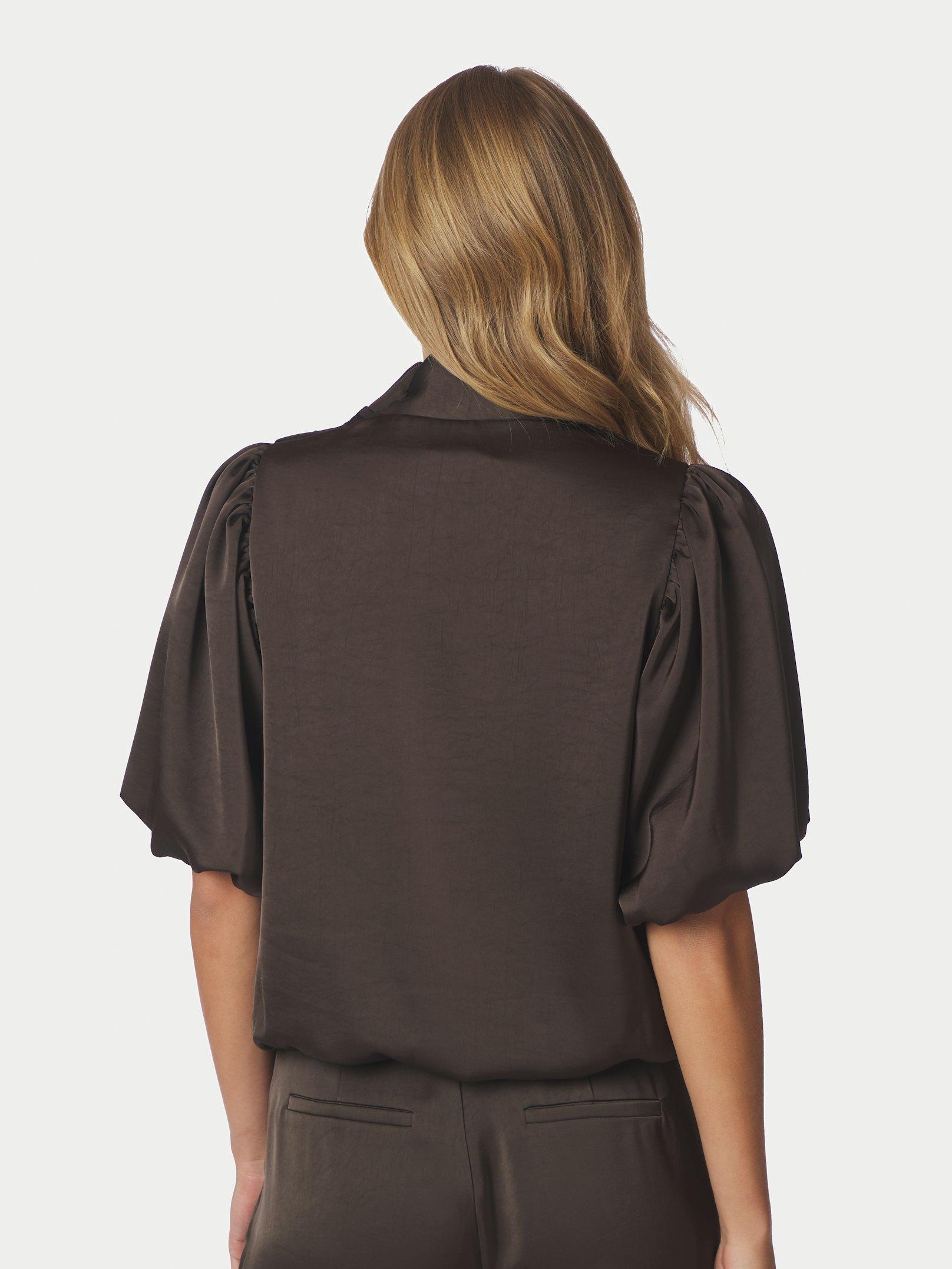 Parisa Heavy Sateen Blouse Dark brown - 4