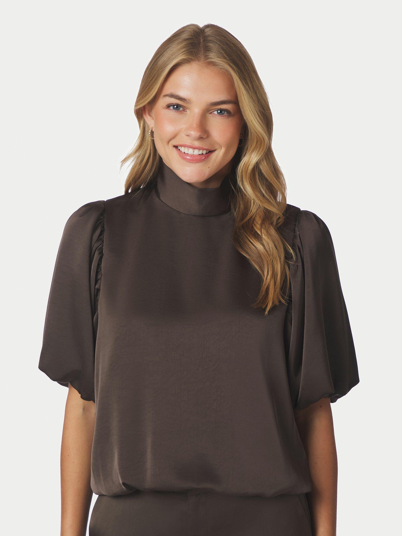 Parisa Heavy Sateen Blouse Dark brown - 3