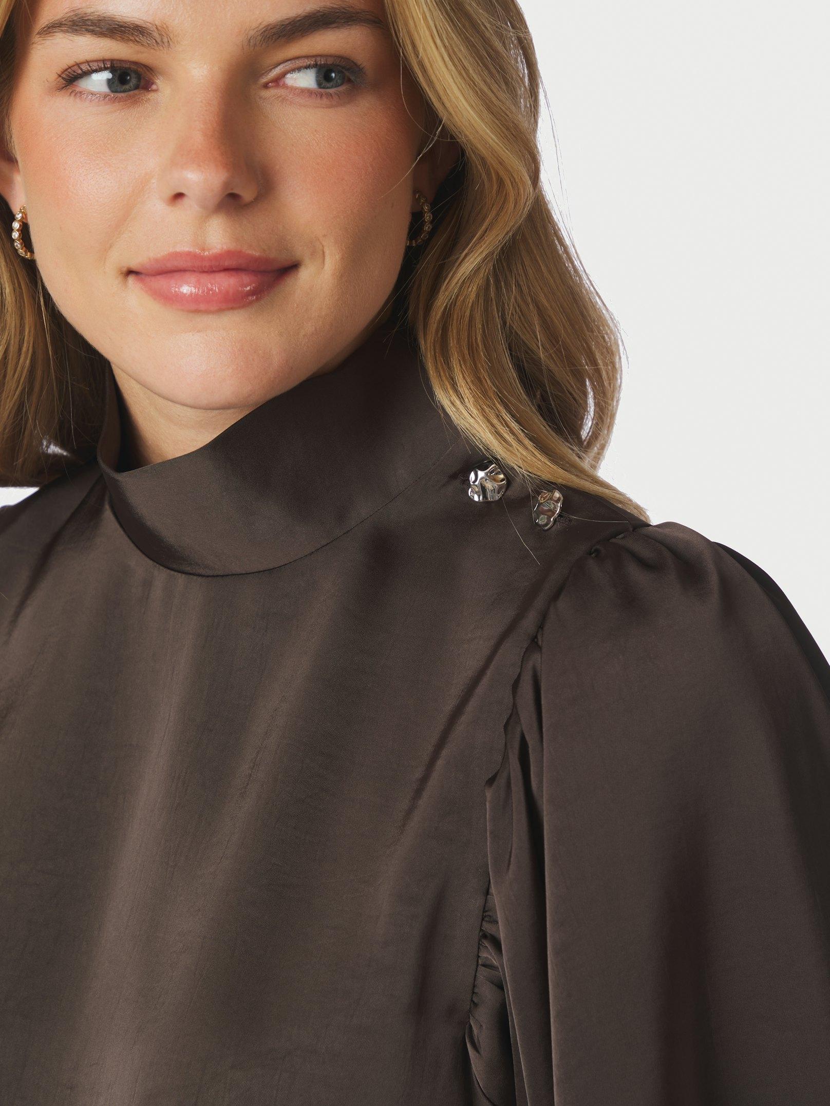 Parisa Heavy Sateen Blouse Dark brown - 6