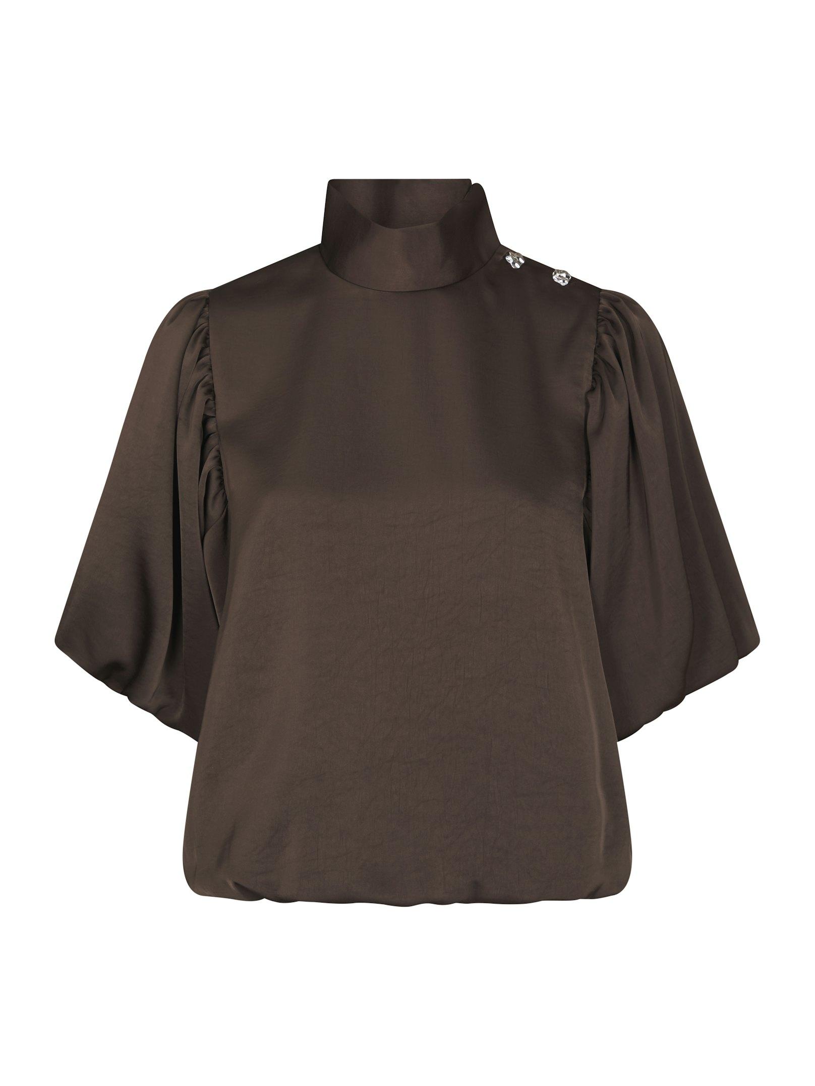 Parisa Heavy Sateen Blouse Dark brown