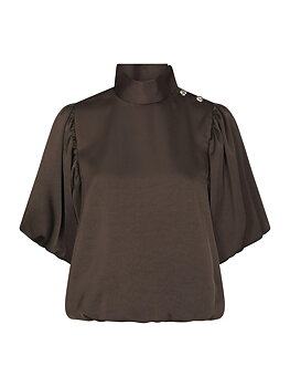 Parisa Heavy Sateen Blouse Dark brown