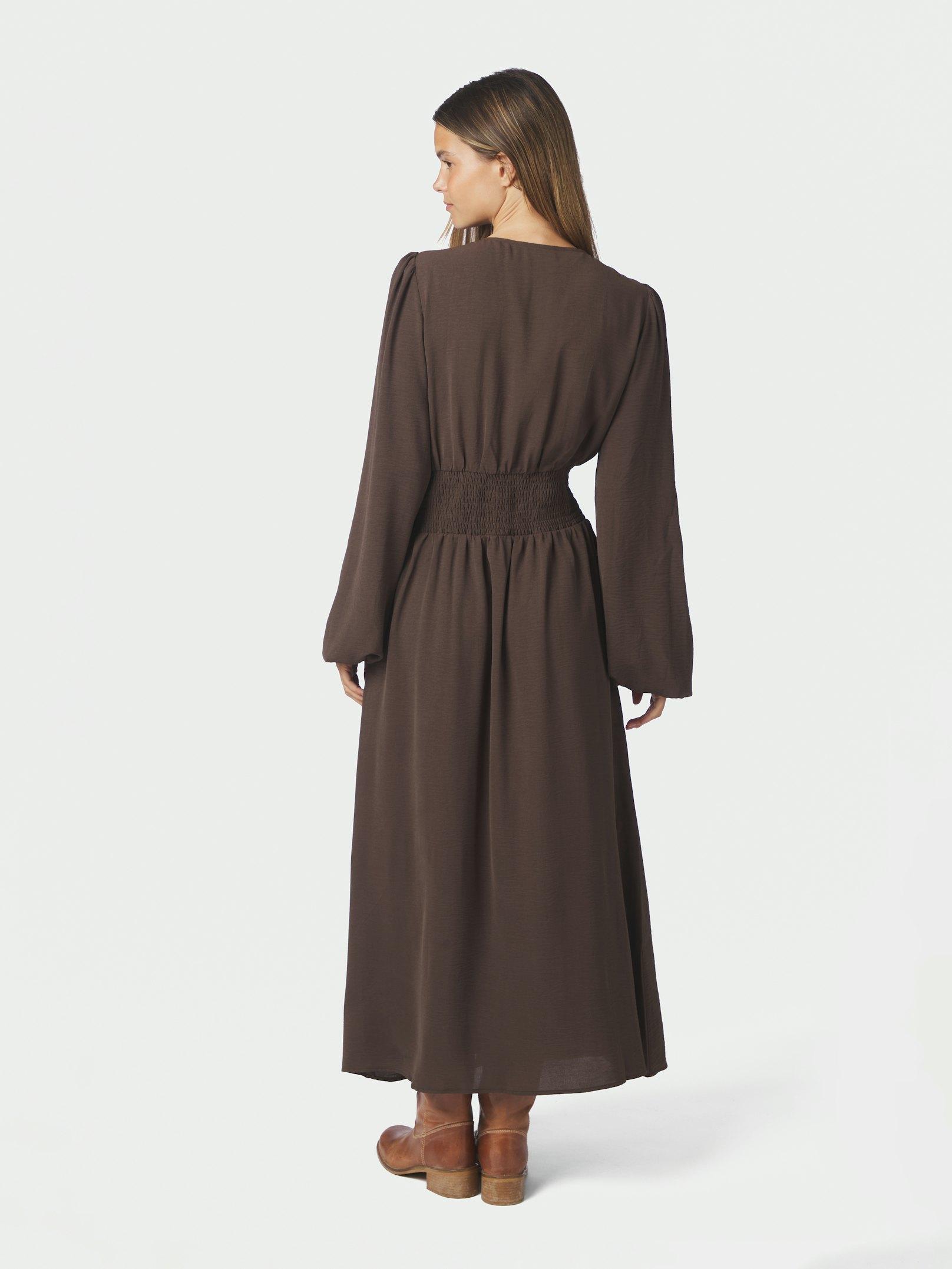 Annelie Solid Crepe Dress Dark brown - 4