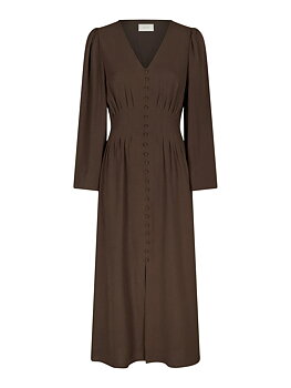 Annelie Solid Crepe Dress Dark brown