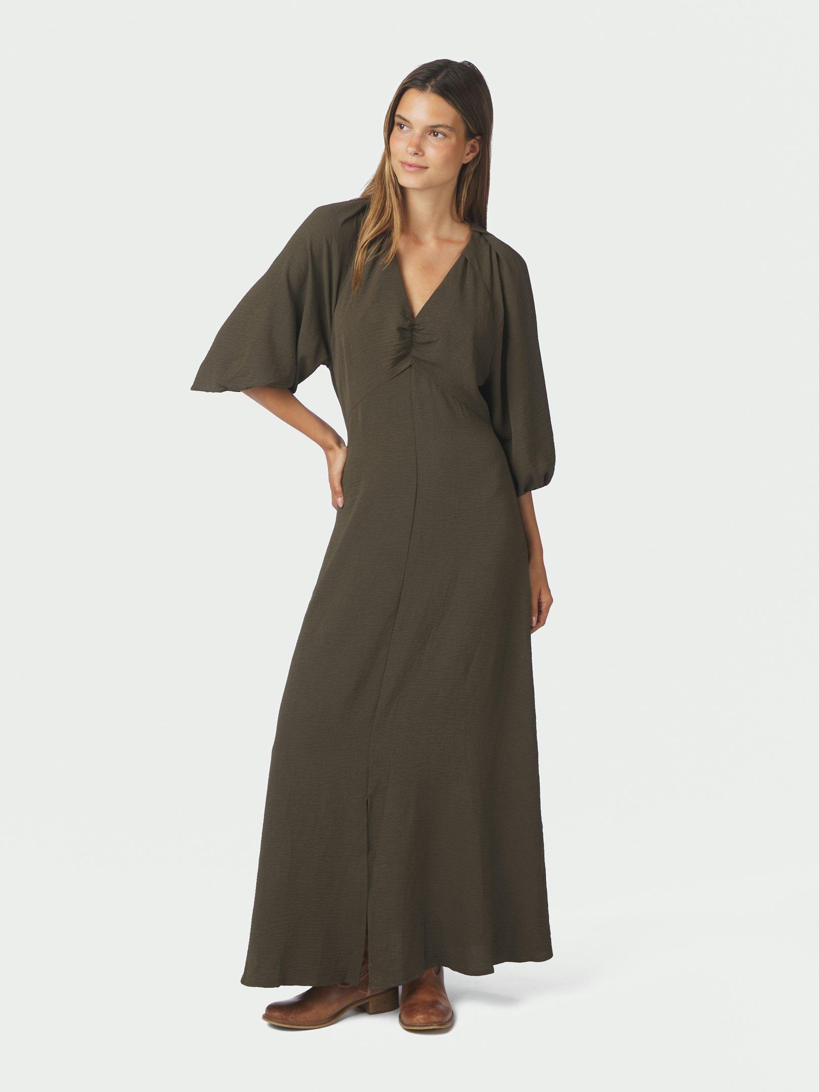 Meriel Structure Solid Dress Army - 3