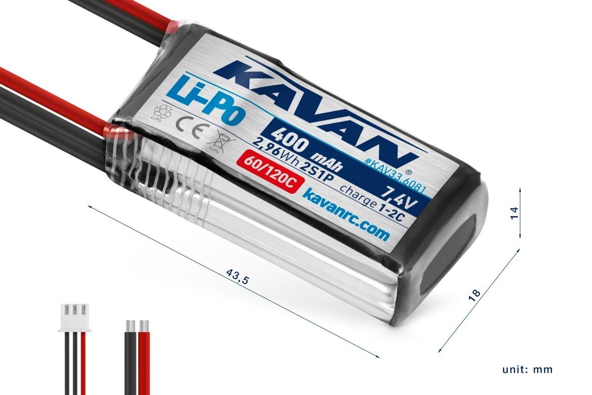 KAVAN - Li-Po 400 mAh/7.4 V 60/120C, 2.96 Wh - 2
