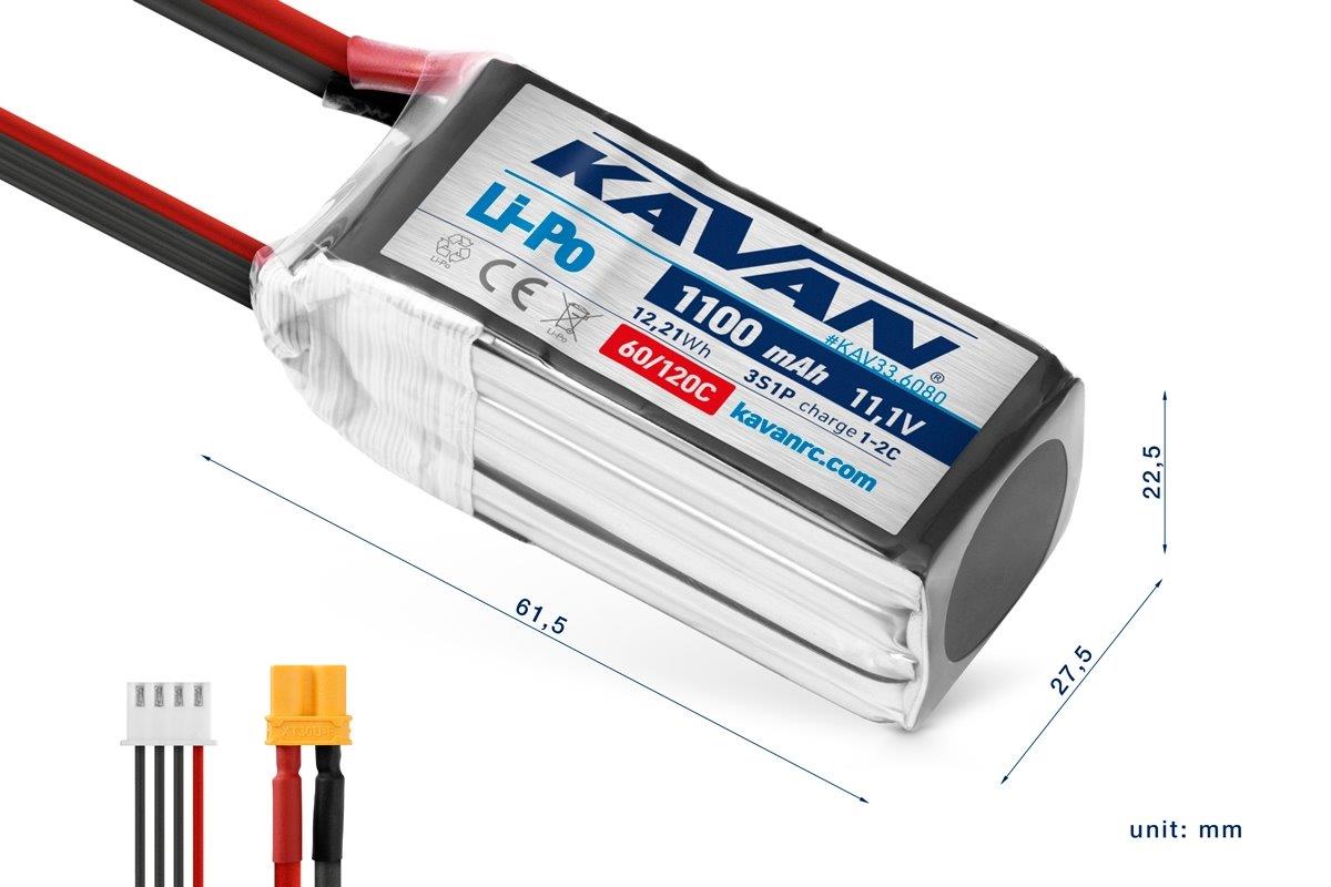 KAVAN - Li-Po 1100 mAh/11.1 V 60/120C, 12.21 Wh - 2