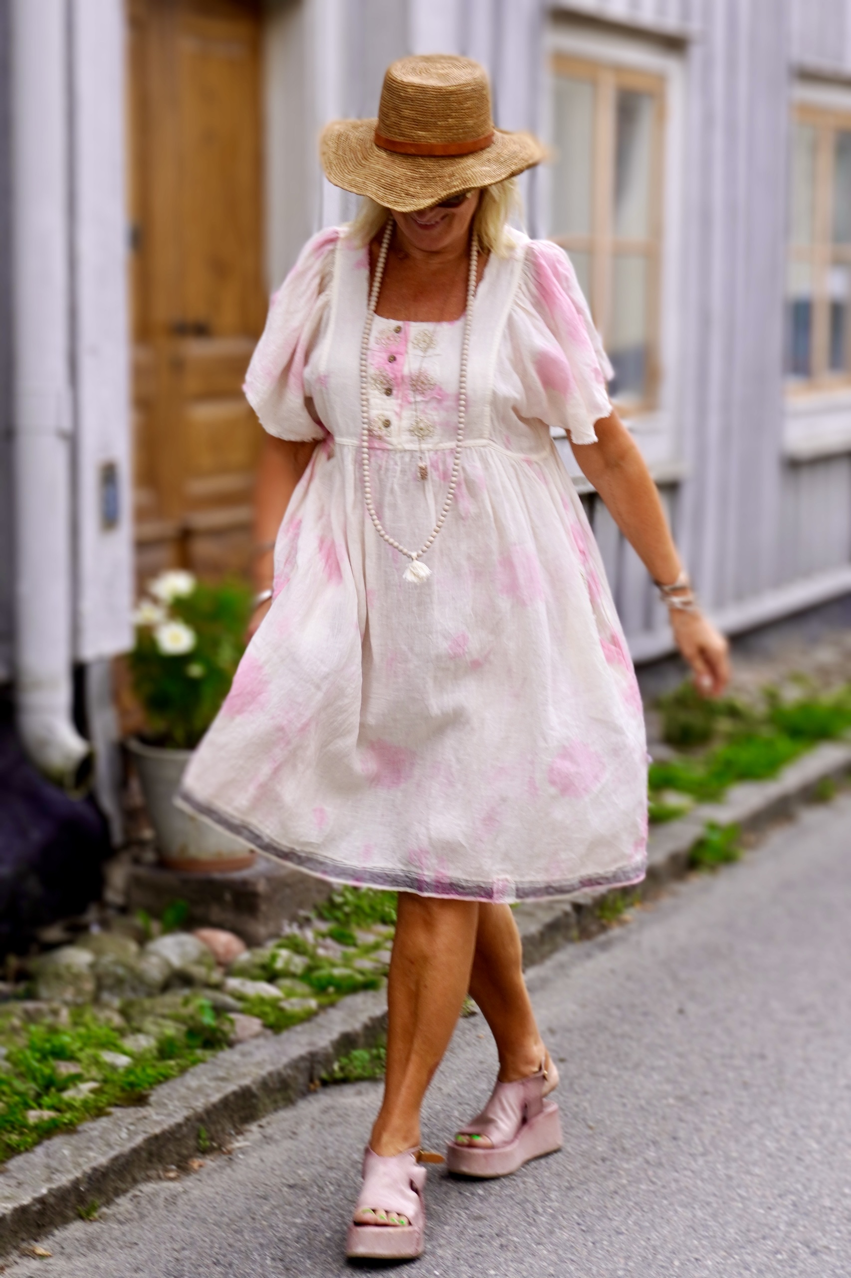 POPPY DORI LINEN  DRESS POPPY PINK MALIBU 