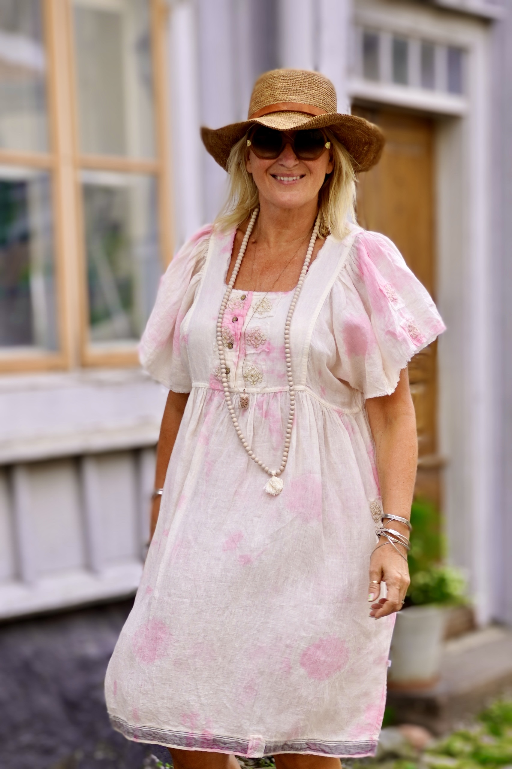 POPPY DORI LINEN  DRESS POPPY PINK MALIBU 