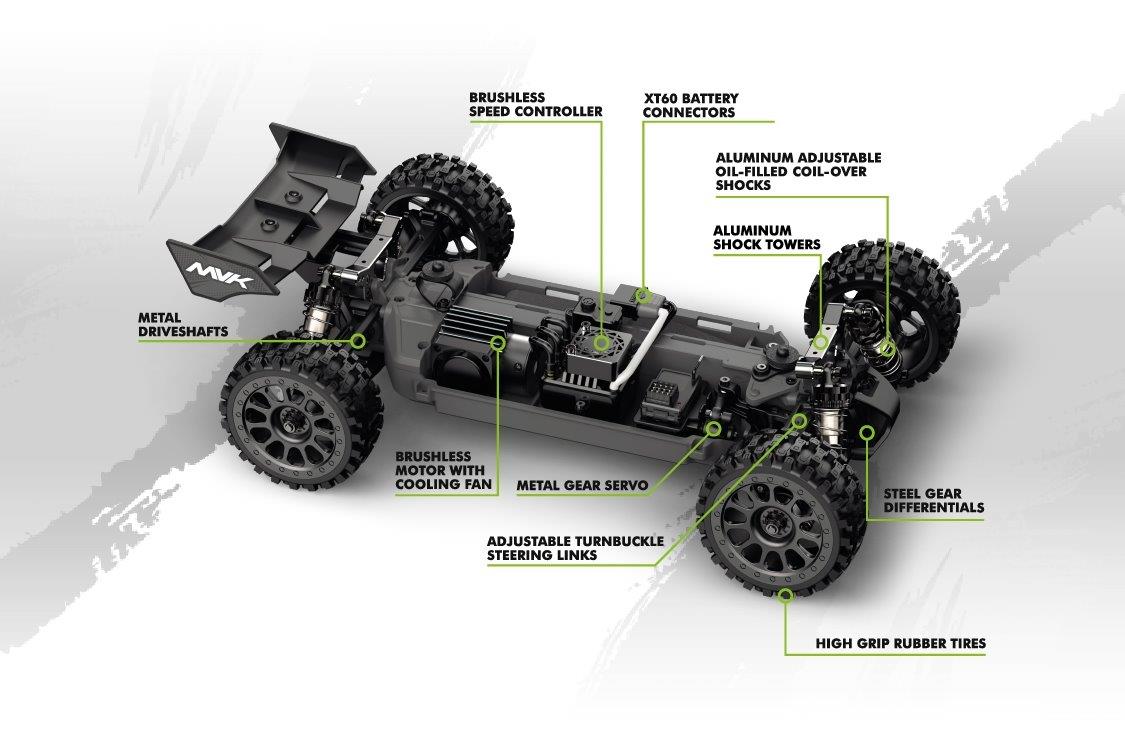Maverick QByte XB Pro 1/12th Buggy - Fluoro Green - 5