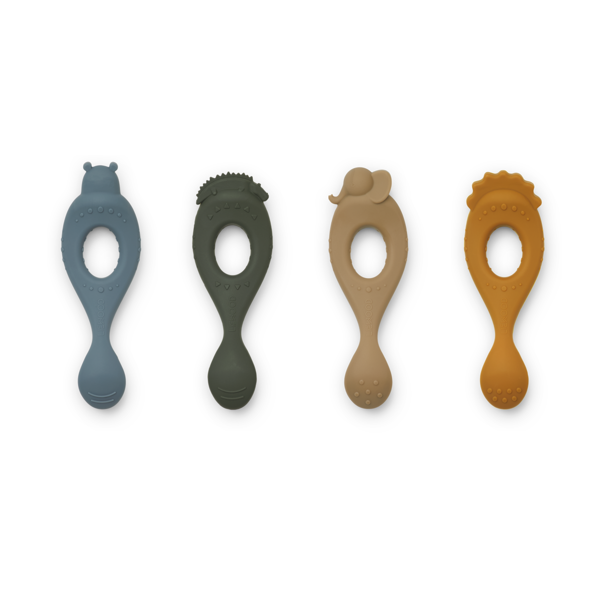 Liva silicone spoon 4-pack Safari blue multi mix