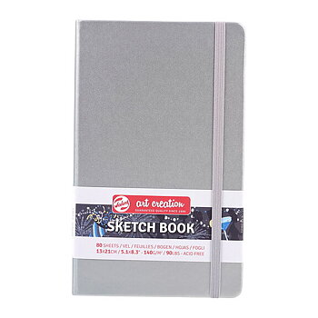 Sketchbook Shiny Silver 13 x 21 cm / Skissblock blank silver 13 x 21 cm