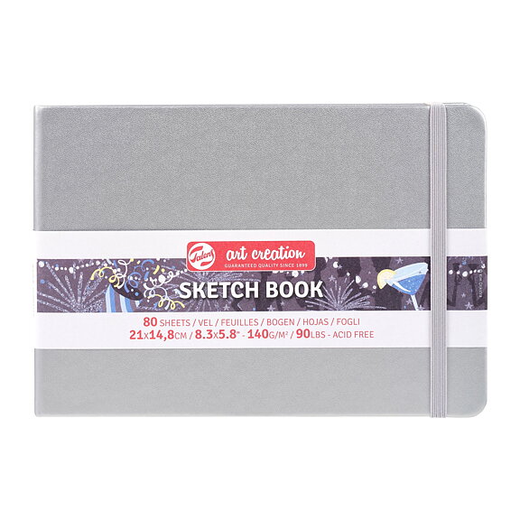 Sketchbook Shiny Silver 21 x 15 cm / Skissblock blank silver 21 x 15 cm
