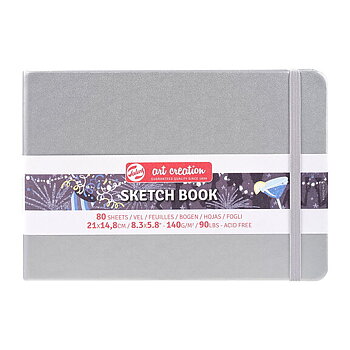 Sketchbook Shiny Silver 21 x 15 cm / Skissblock blank silver 21 x 15 cm