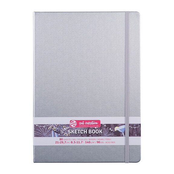 Sketchbook Shiny Silver 21 x 30 cm / Skissblock blank silver 21 x 30 cm
