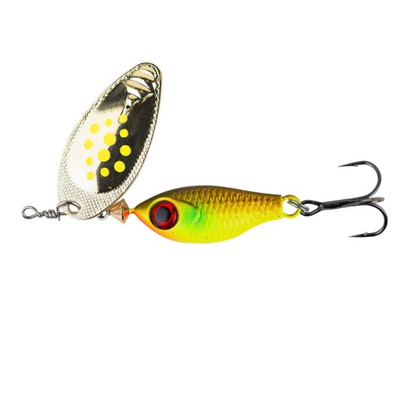 A spinner with an elongated spoon shape, making it work exceptionally well even in running water. Excellent for salmon, brown trout, as well as pike and rainbow trout.