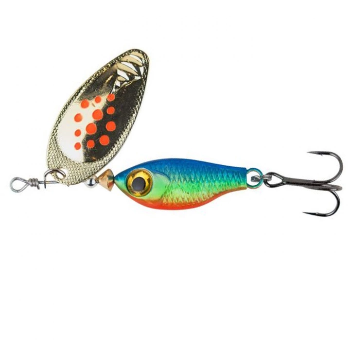 A spinner with an elongated spoon shape, making it work exceptionally well even in flowing water. Excellent for salmon, brown trout, as well as pike and rainbow trout.