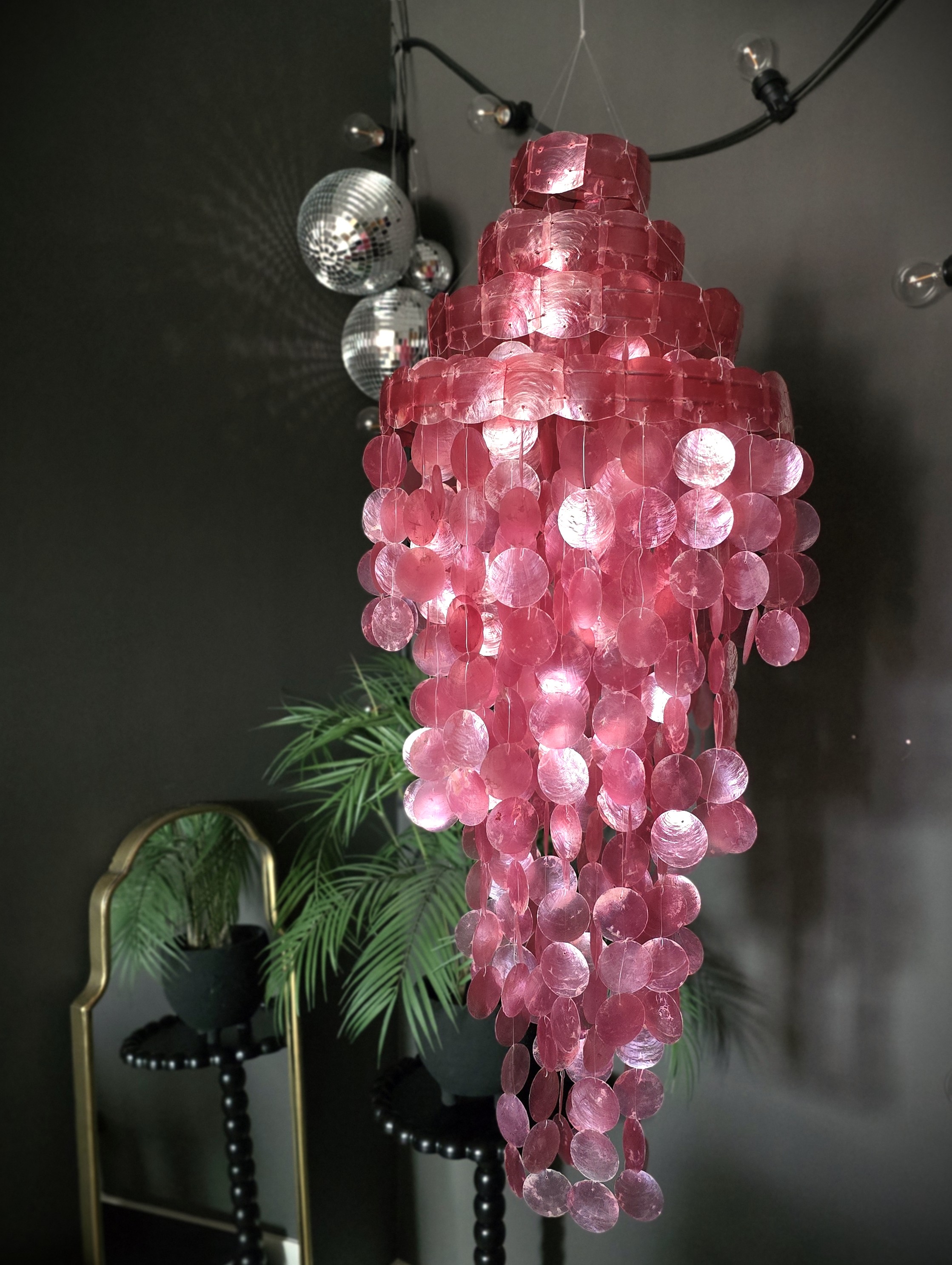 Snäckskalsskärm - Snäckskalslampa - Raspberry Pink Large