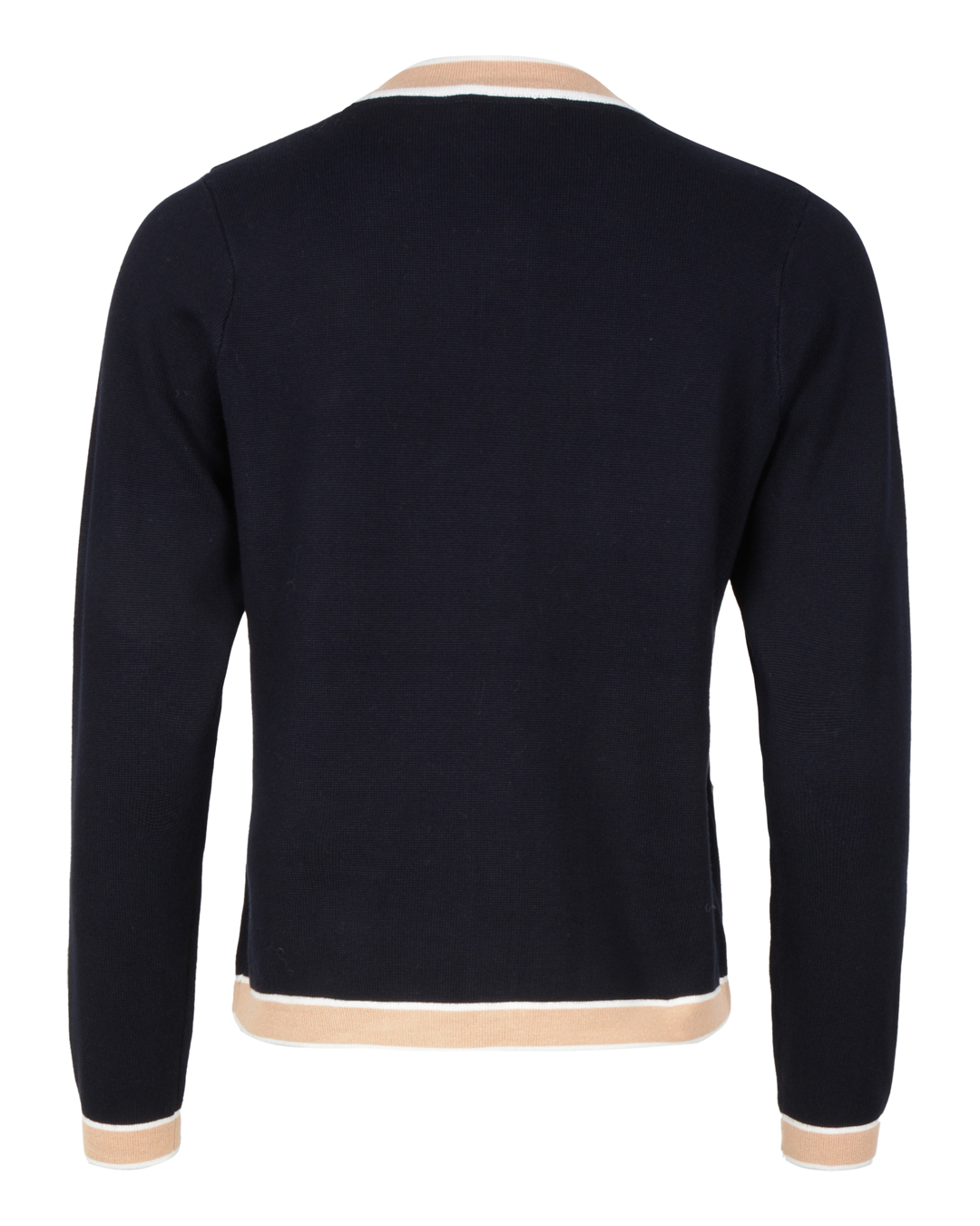 Kofta marin med beige rand & guldknappar - 2