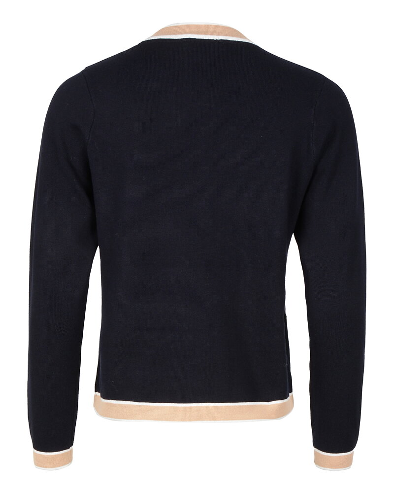 Kofta marin med beige rand & guldknappar