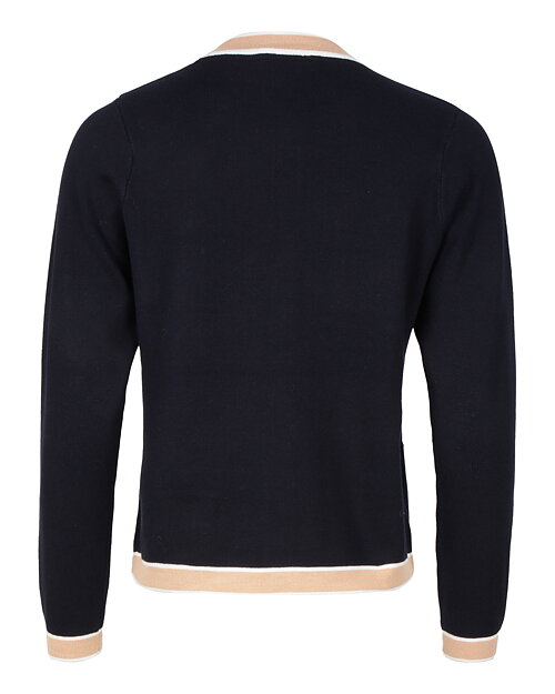 Kofta marin med beige rand & guldknappar - 2