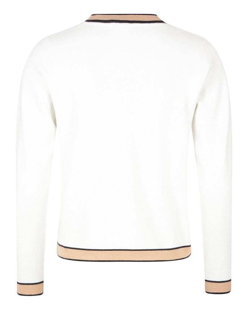 Kofta offwhite med beige rand & guldknappar