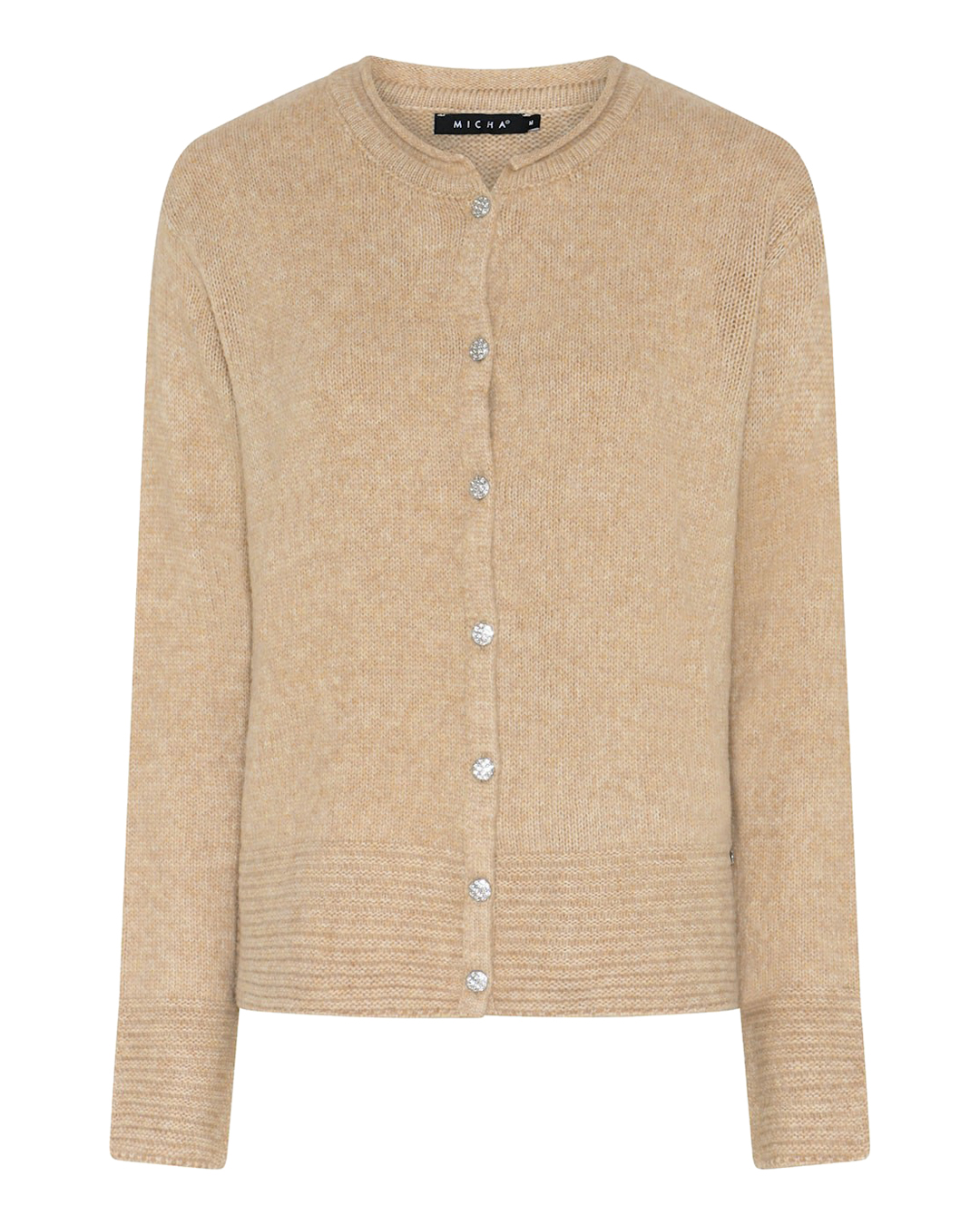 Kofta ullblandad beige med strassknappar