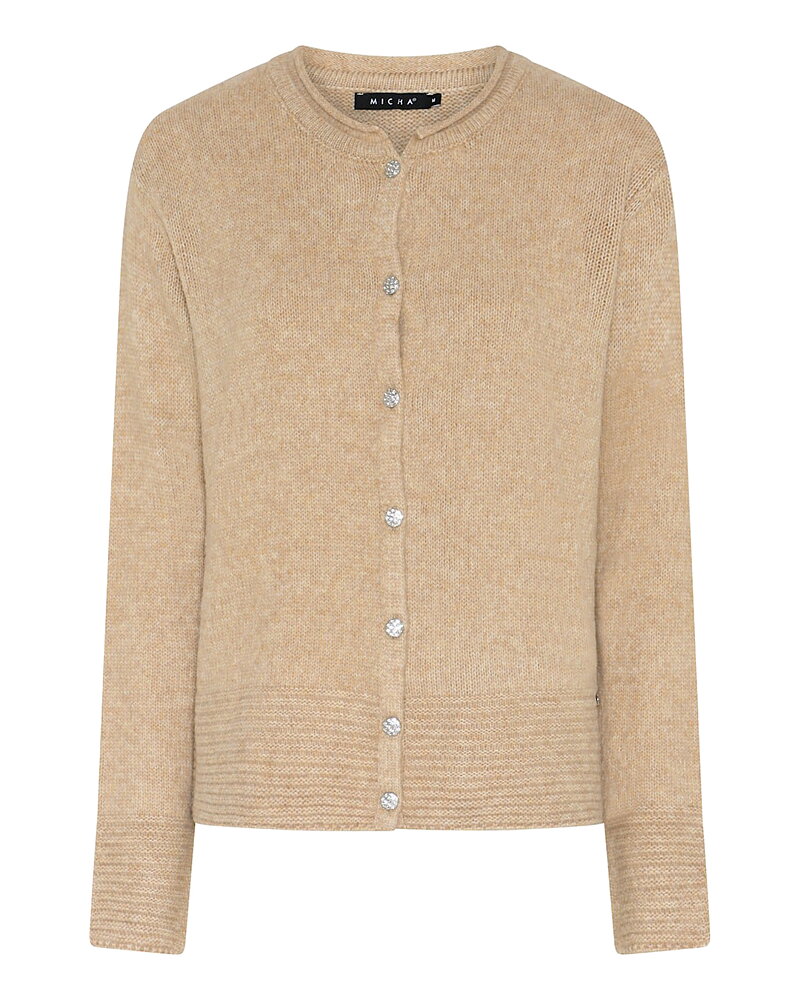 Kofta ullblandad beige med strassknappar