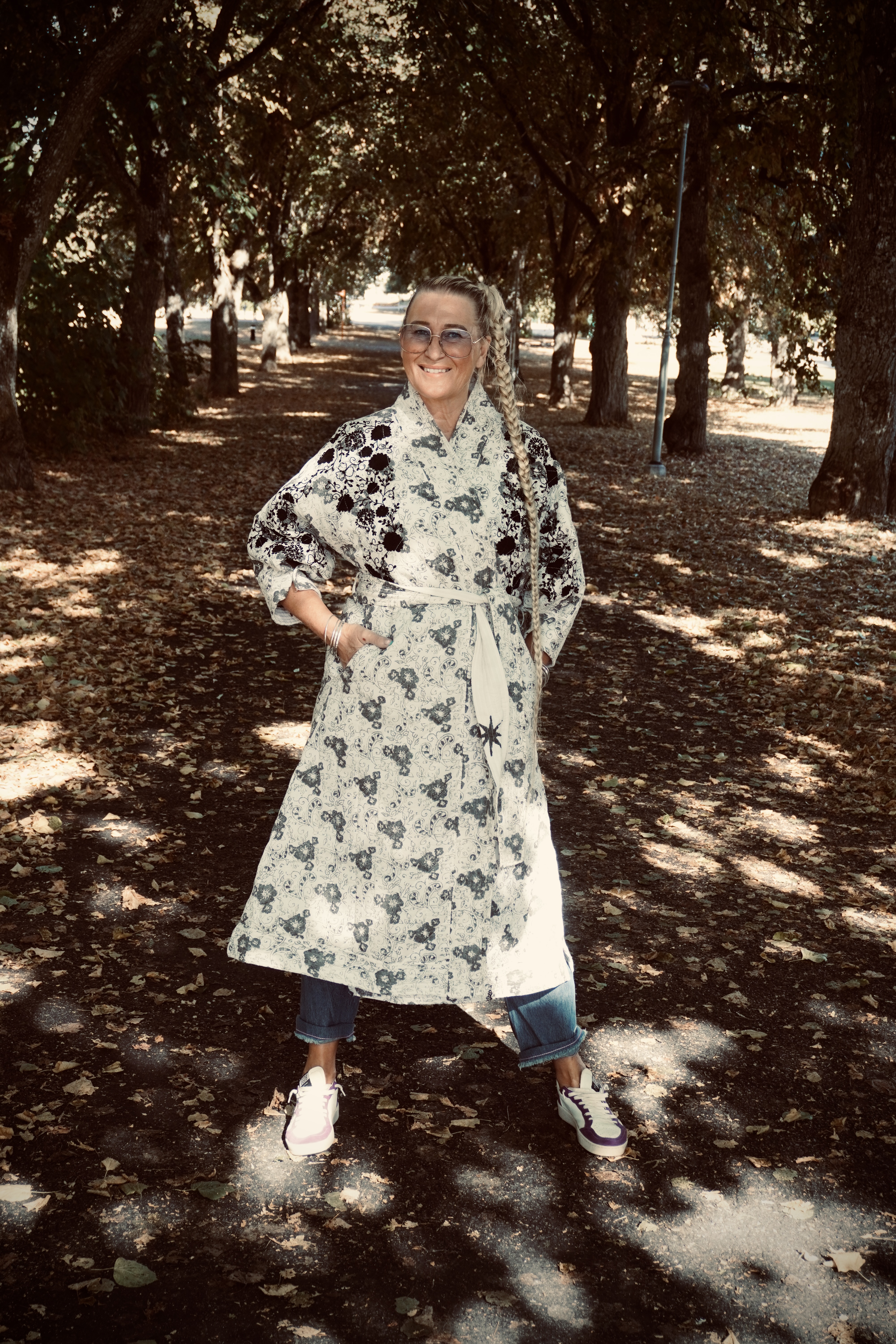 JARA LONG COTTON KIMONO COAT CHARCOAL MALIBU  - 5