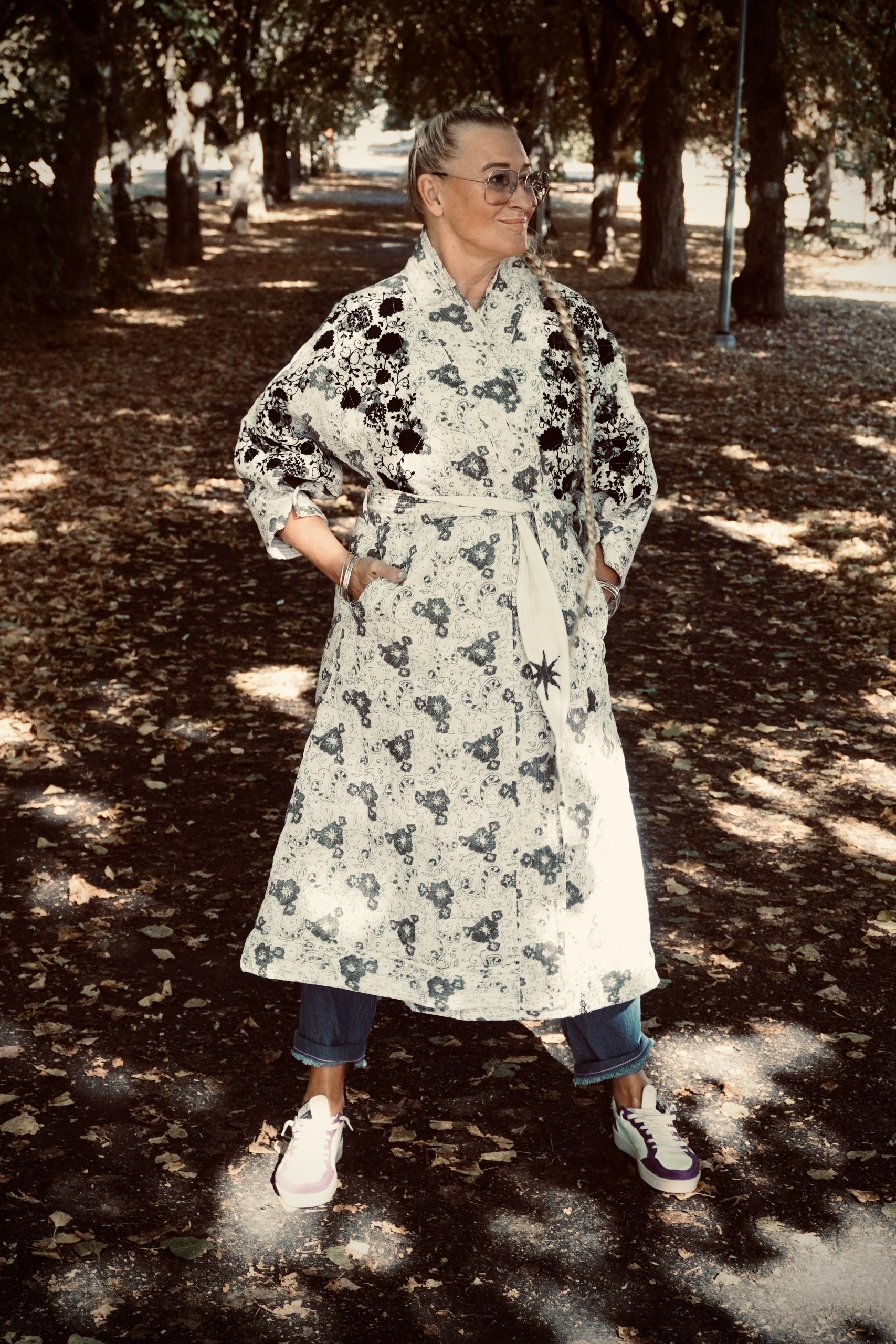 JARA LONG COTTON KIMONO COAT CHARCOAL MALIBU 