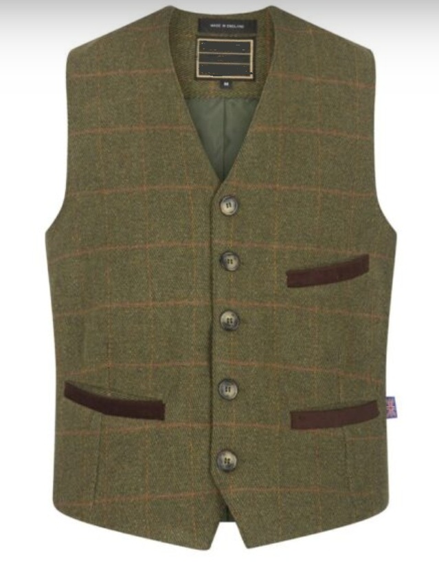  Engelsk Tweed - Derby Tweed Blazer med Väst- DARK SAGE - 3