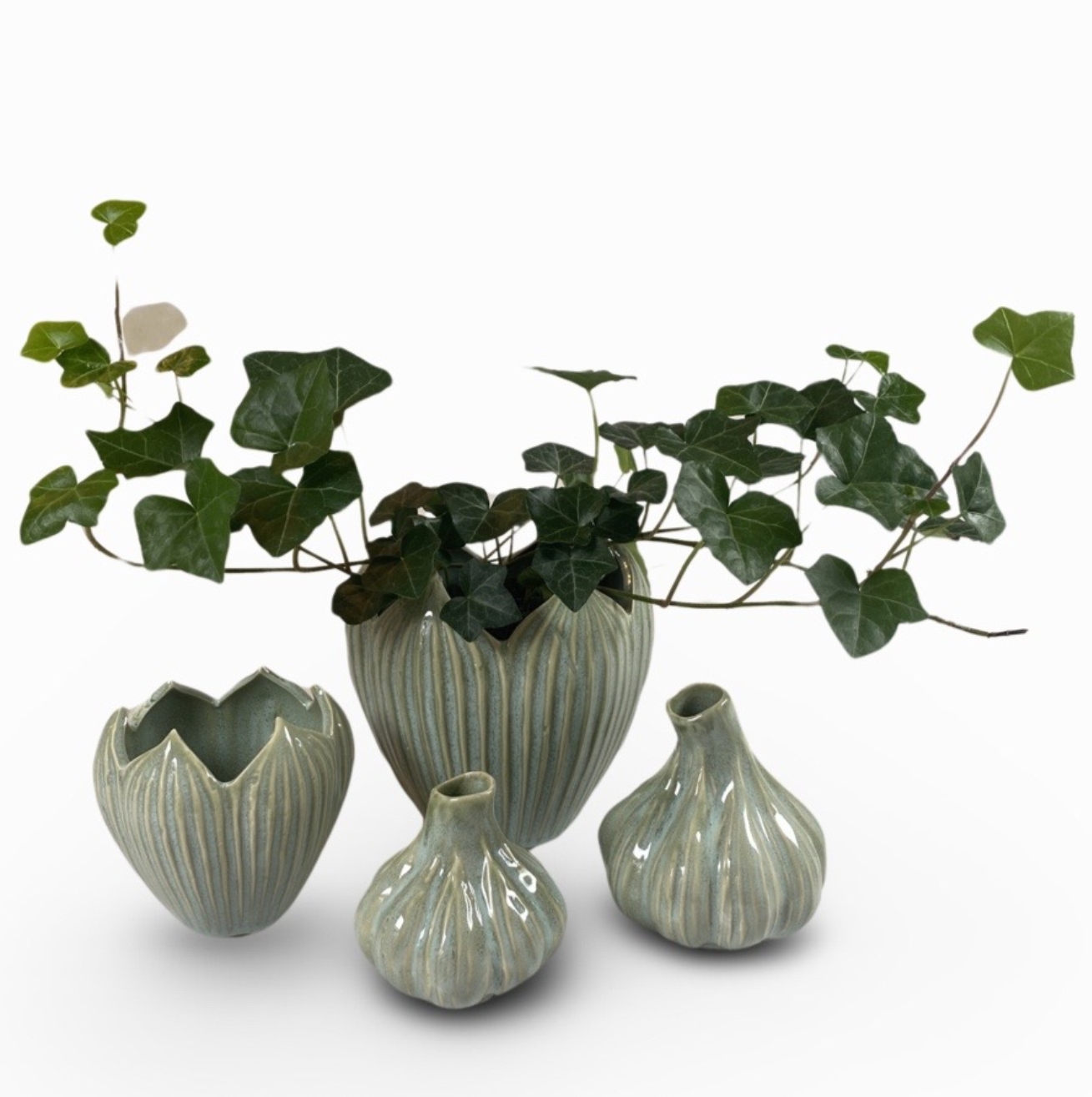 Kruka Cordote i stengods med unik finish– Light Green 10 cm – Miljögården - 3