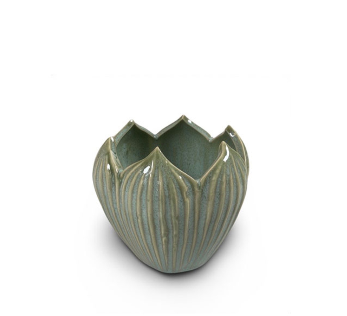 Kruka Cordote i stengods med unik finish– Light Green 10 cm – Miljögården
