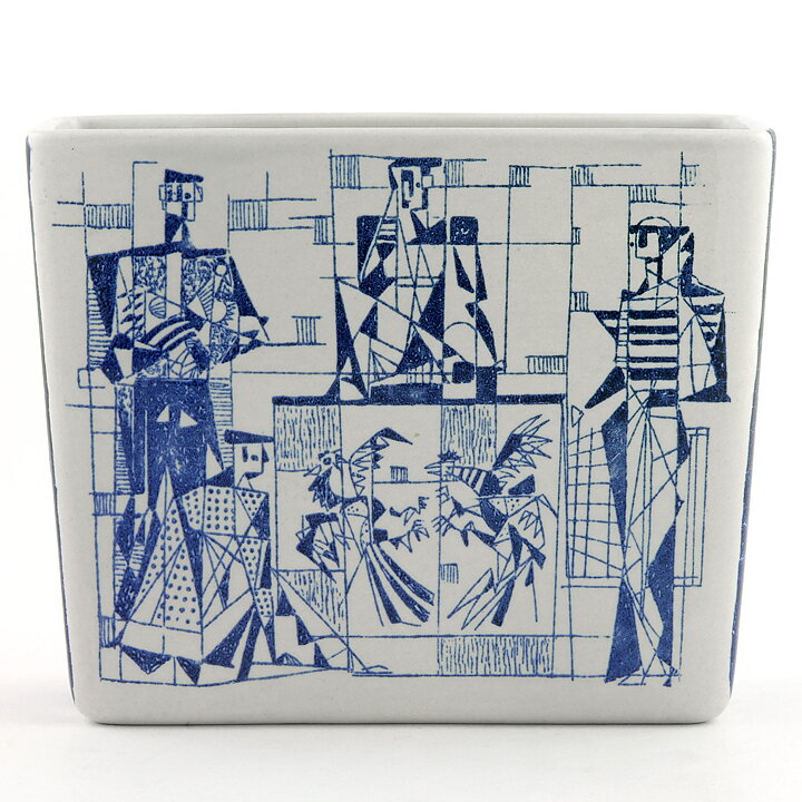 カールハリー・スタルハーネ Sevillaシリーズ ブロック型のベース 青色のキュービスティックなモチーフ (17/14cm) 1952年