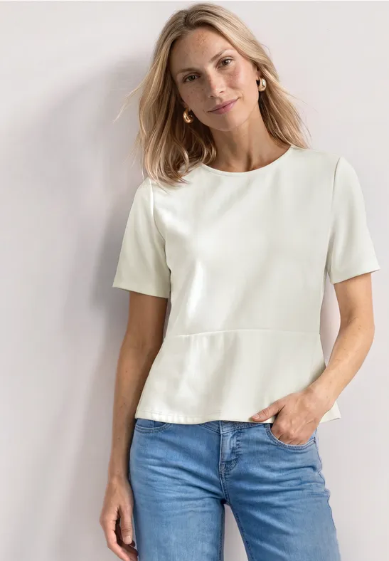 Shirt with volant bottom Off White Vit top med volang - 3
