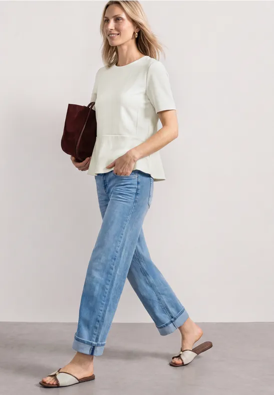 Shirt with volant bottom Off White Vit top med volang - 4