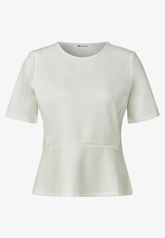 Shirt with volant bottom Off White Vit top med volang