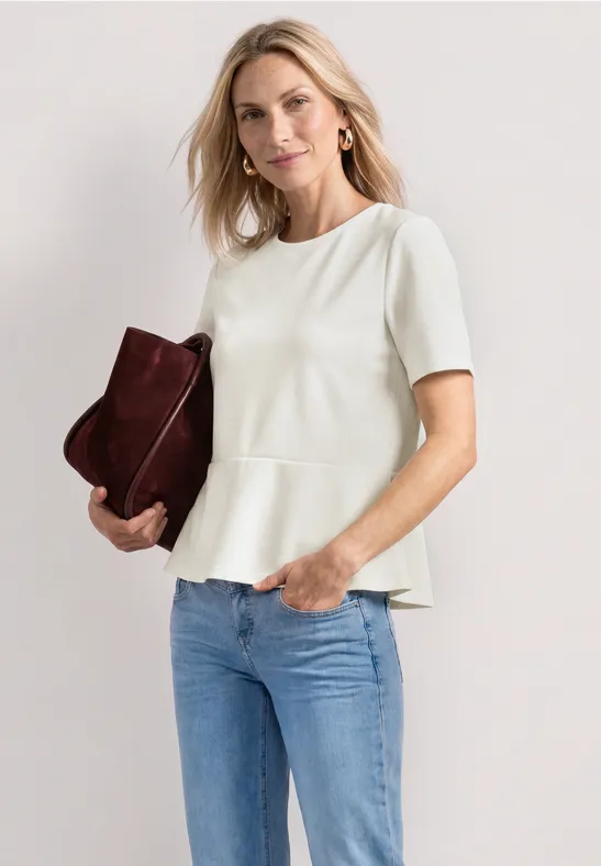 Shirt with volant bottom Off White Vit top med volang - 6