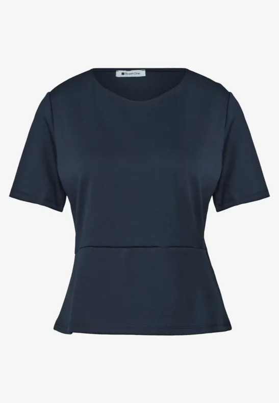 Shirt with volant bottom Darkest Blue Marinblå top med volang